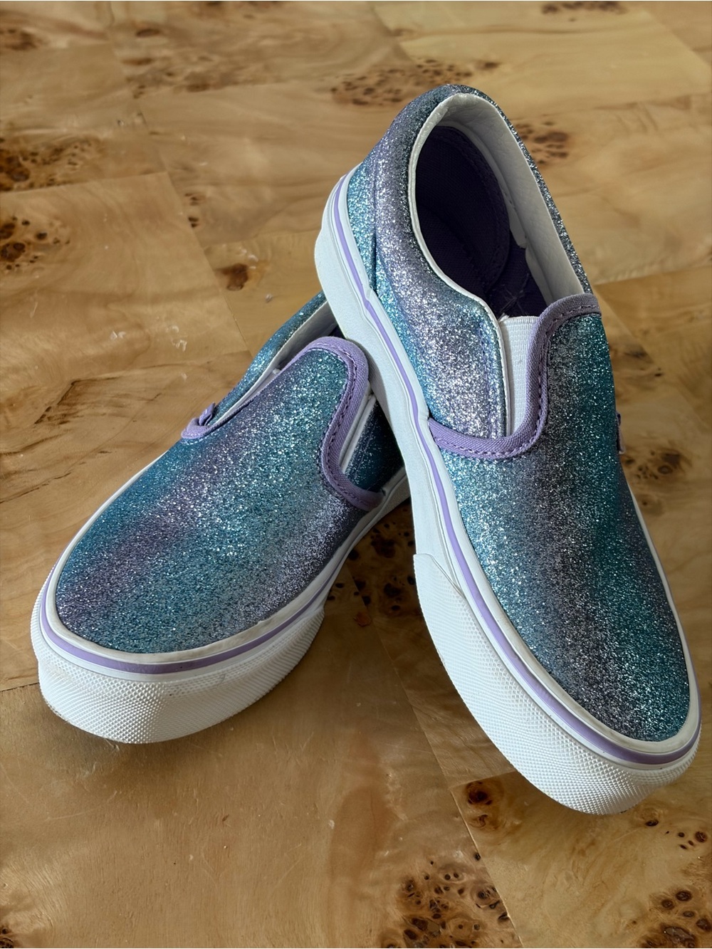 Vans Sparkling Teal & Lavender Slip-On Sneakers